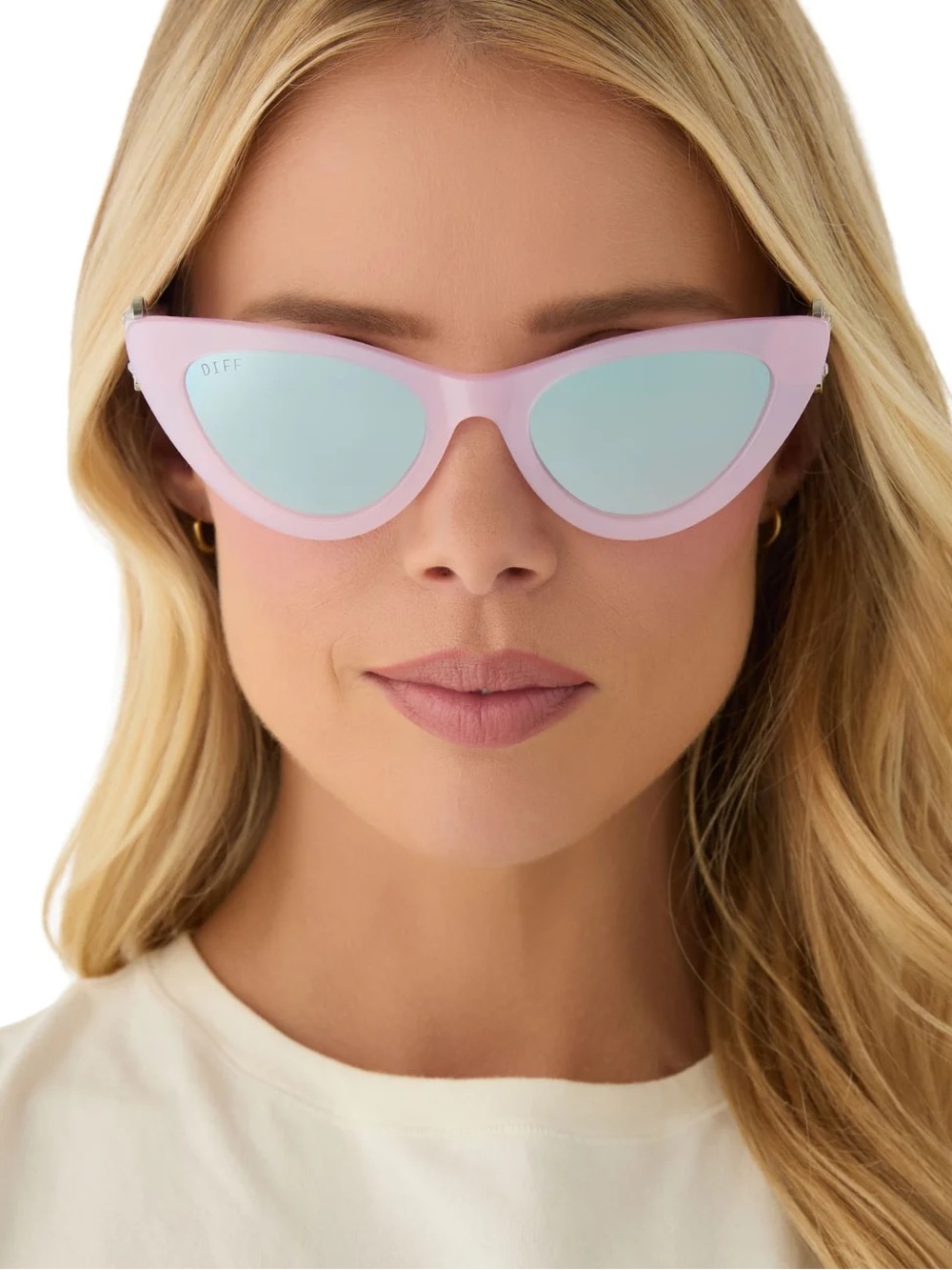 DIFF WICKED Glinda Sunglasses Pink Crystal Silver Flash Lens Wicked NWT